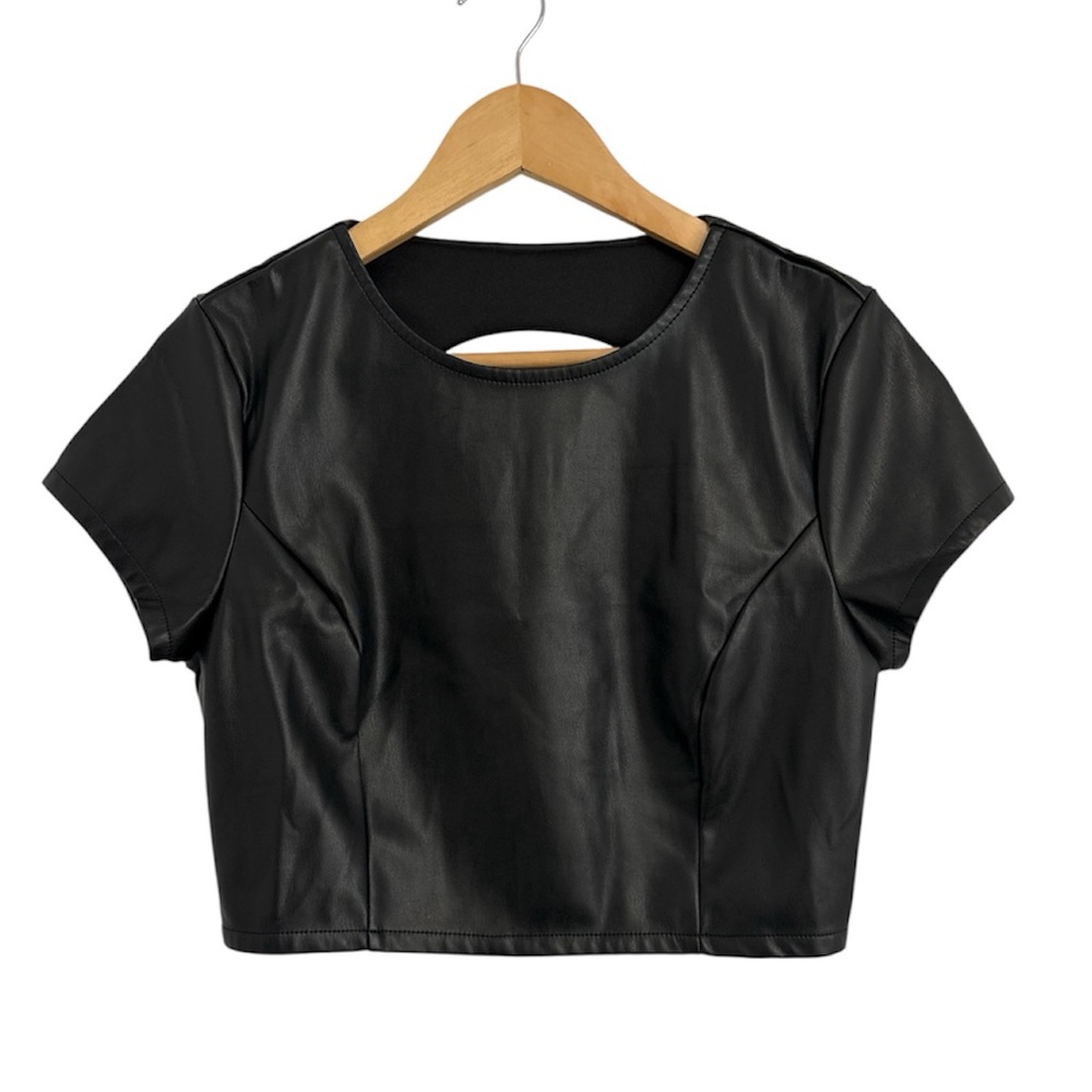 Kirious Black Faux Leather Crop Top